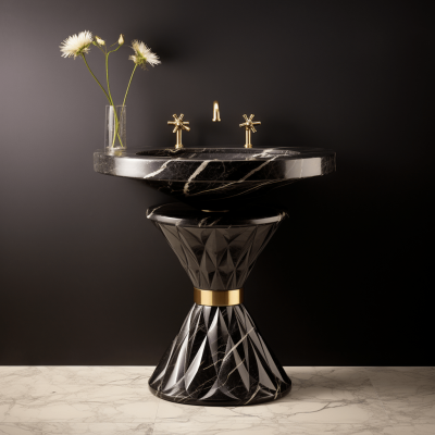 Luxury Marine Black Marble Freestanding basin for bathroom interior