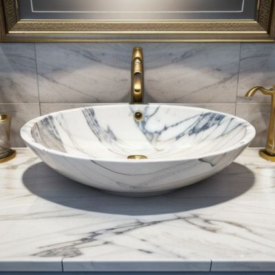 counter top wash basin made from Indian white marble for luxury bathroom interior